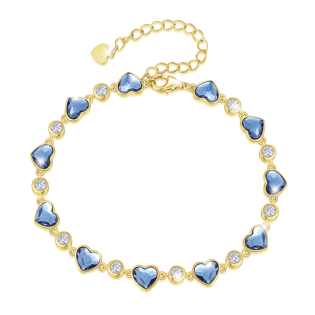 Herzenskristall Blau/Gold