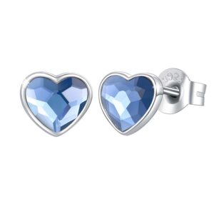 Ohrstecker Herzenskristall Blau Silber