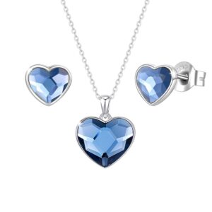 Schmuckset Herzenskristall Blau Silber