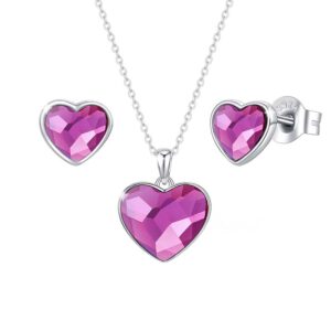 Schmuckset Herzenskristall Pink Silber