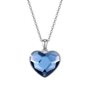 Halskette Herzenskristall Blau Silber